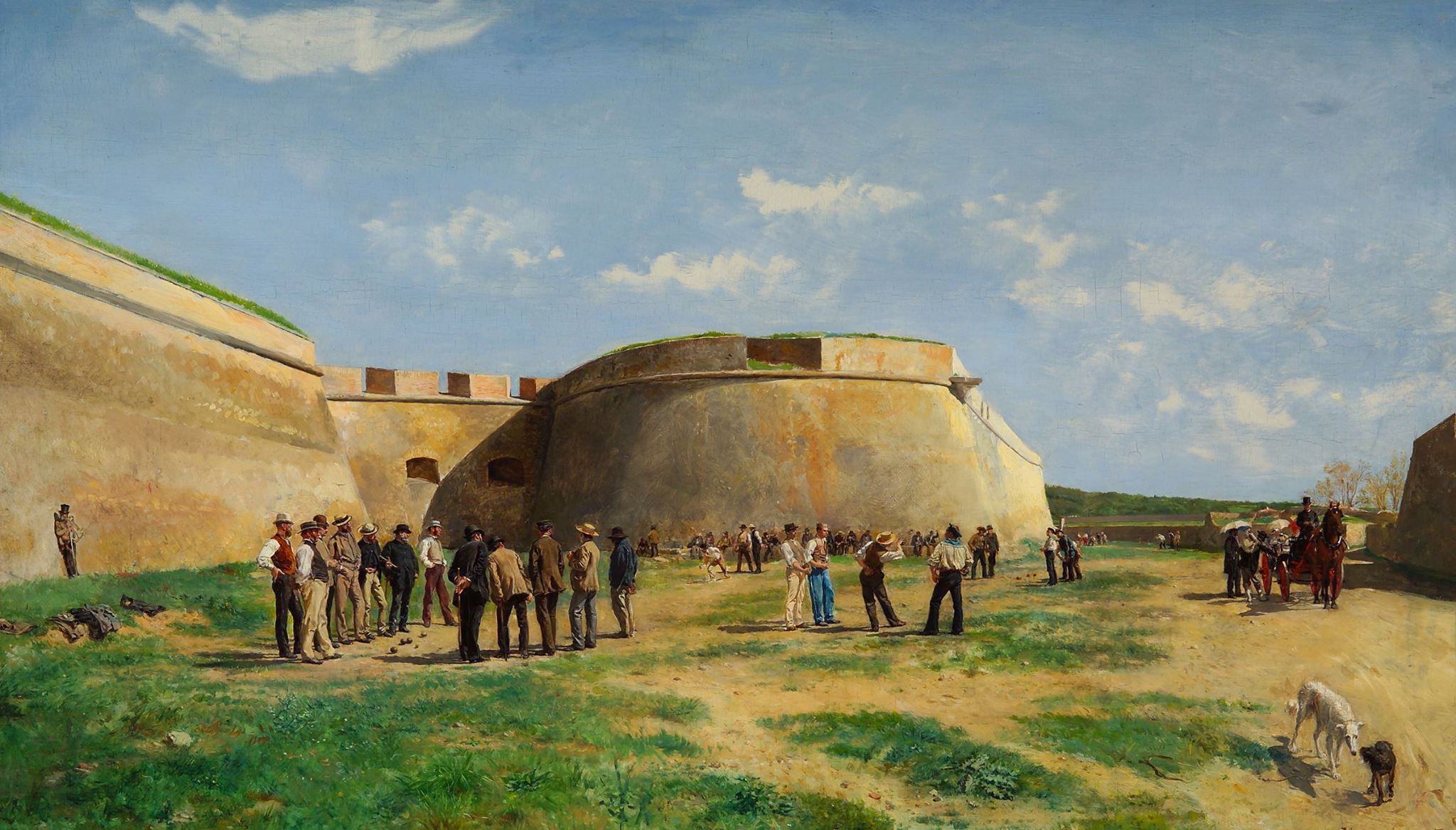 Jouer aux boules dans la fosse à Antibes - Ernest Meissonier image 1 copie de tableau peinte à la main