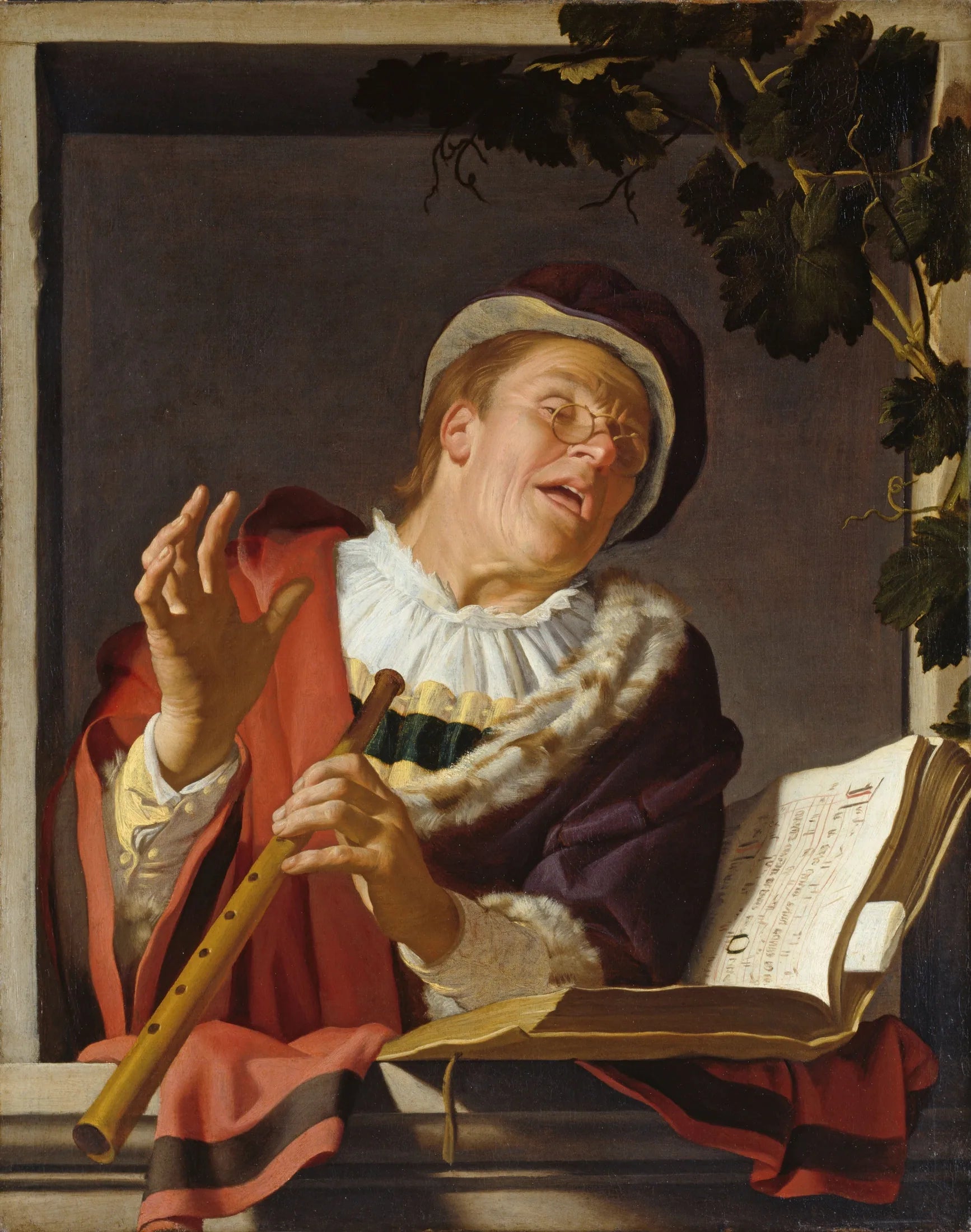 Joueur de flûte chantante - Gerrit van Honthorst image 1 tableau peint à l’huile sur toile