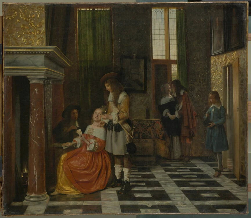 Joueurs de cartes dans un riche intérieur - Pieter de Hooch