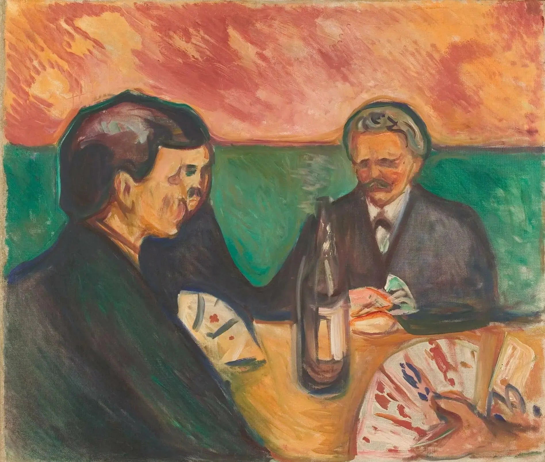 Joueurs de cartes à Elgersburg - Edvard Munch image 1 copie de tableau peinte à la main