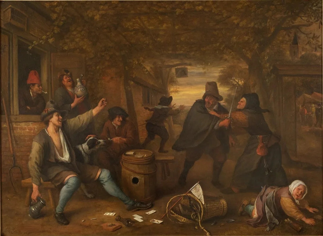 Joueurs de cartes querelleurs - Jan Steen image 1 reproduction artisanale de tableau