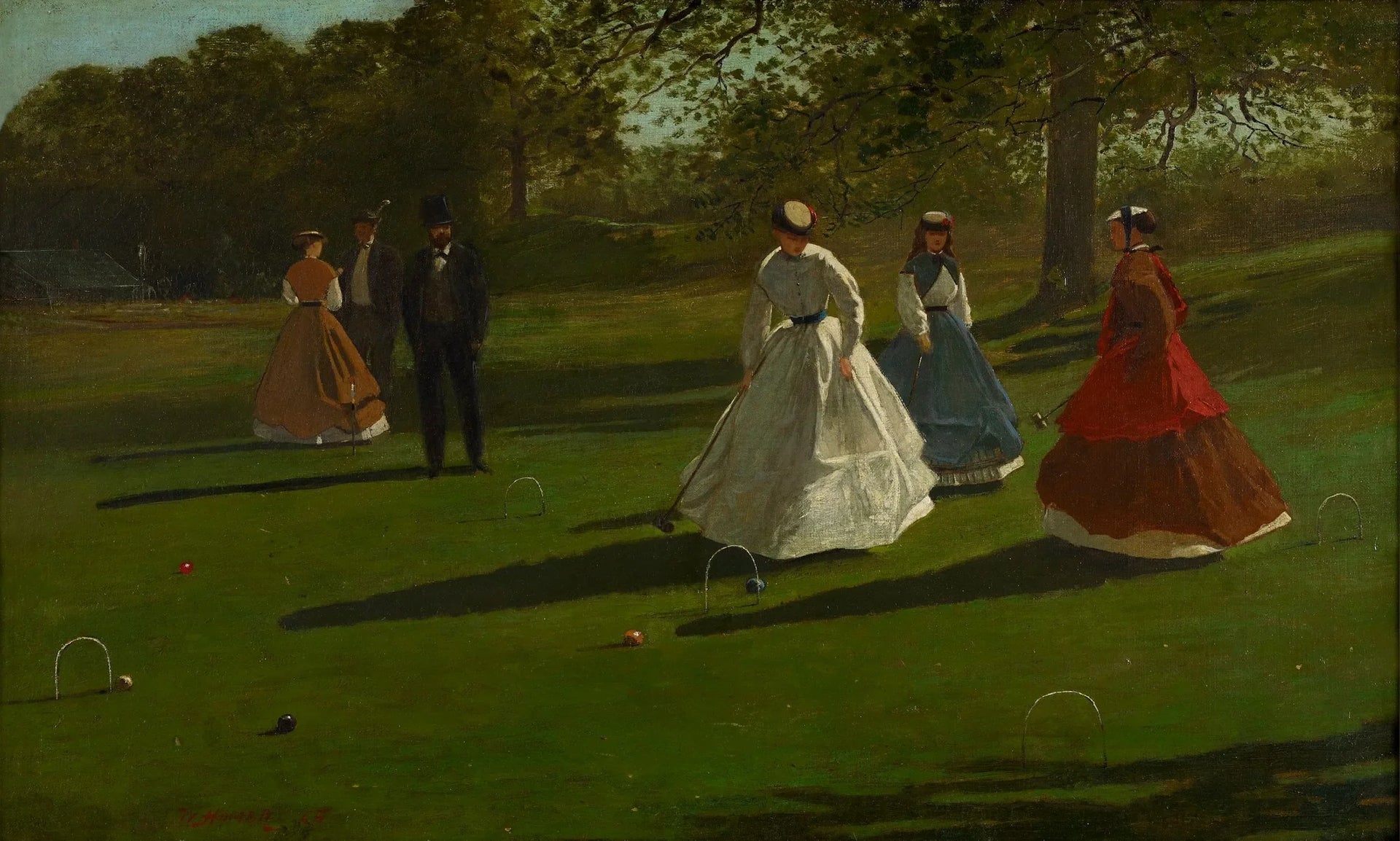 Joueurs de croquet - Winslow Homer image 1 copie peinte à la main à l’huile