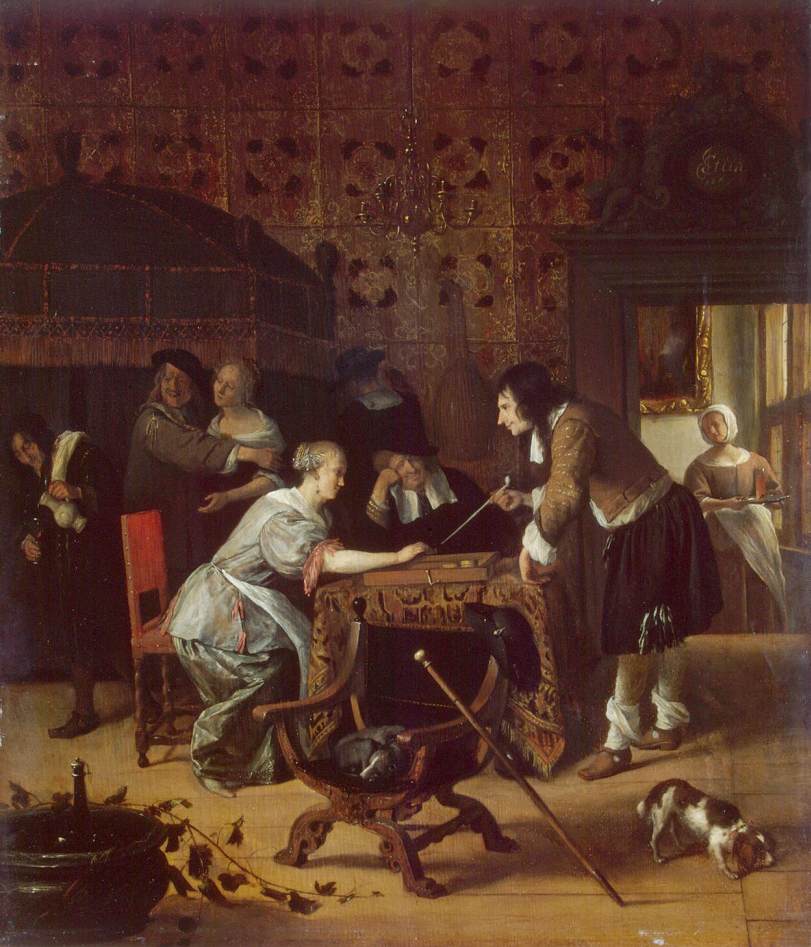 Joueurs de Tric-Trac - Jan Steen image 1 reproduction de peinture à l’huile