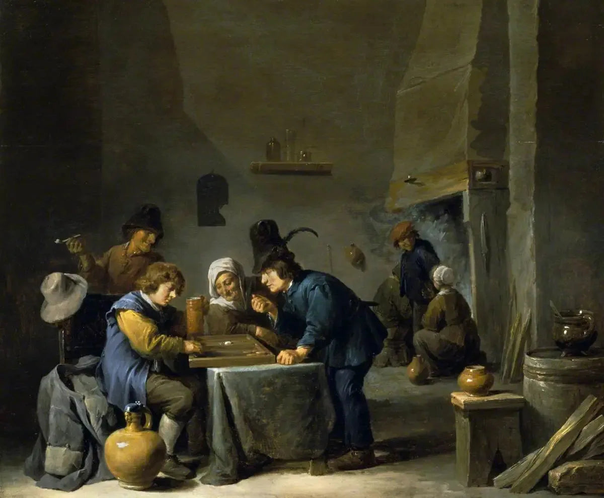 Joueurs de Trictrac - David Teniers le Jeune image 1 copie peinte à la main à l’huile