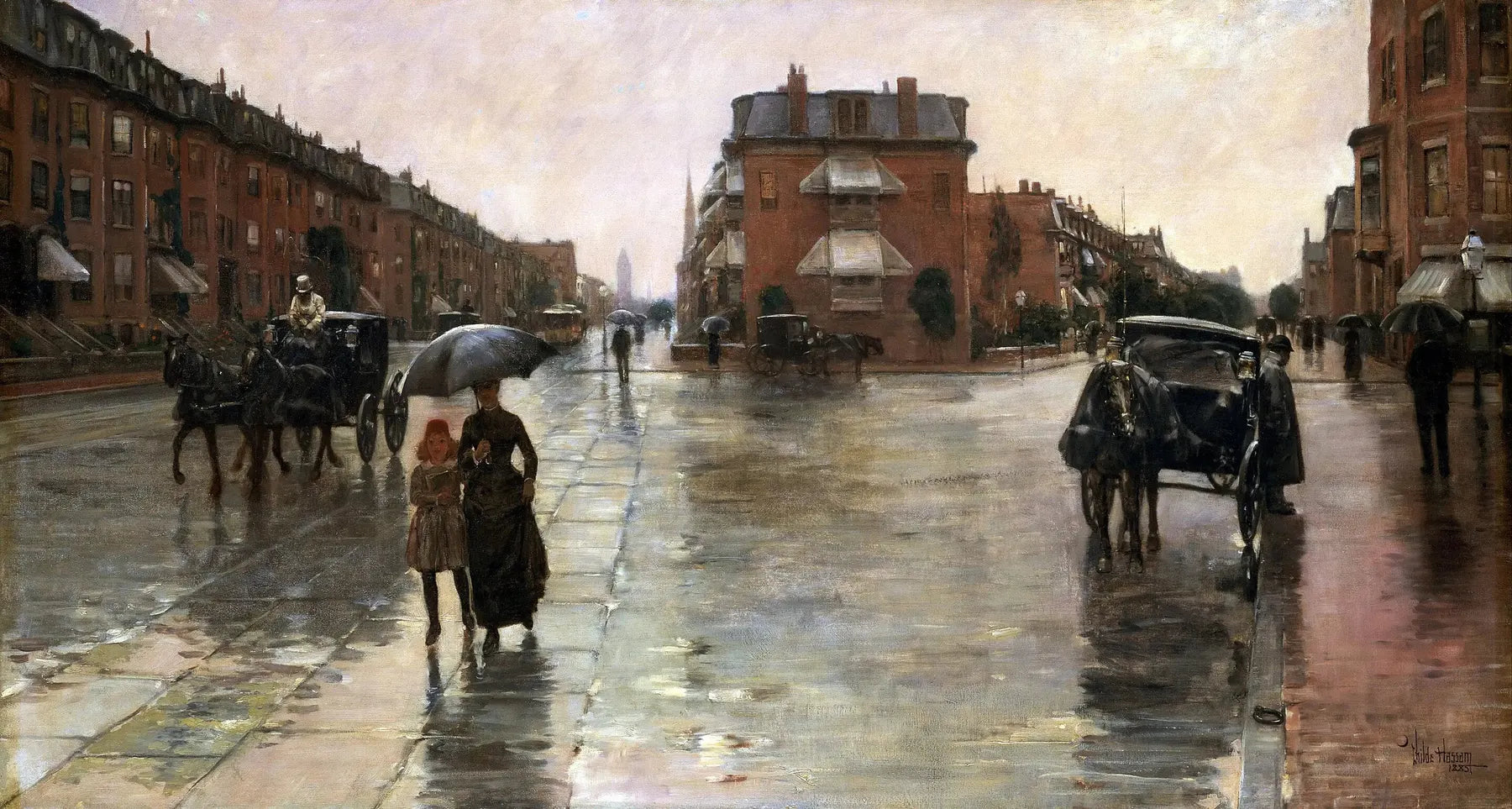 Jour de pluie, Boston - Childe Hassam image 1 copie de tableau peinte à la main