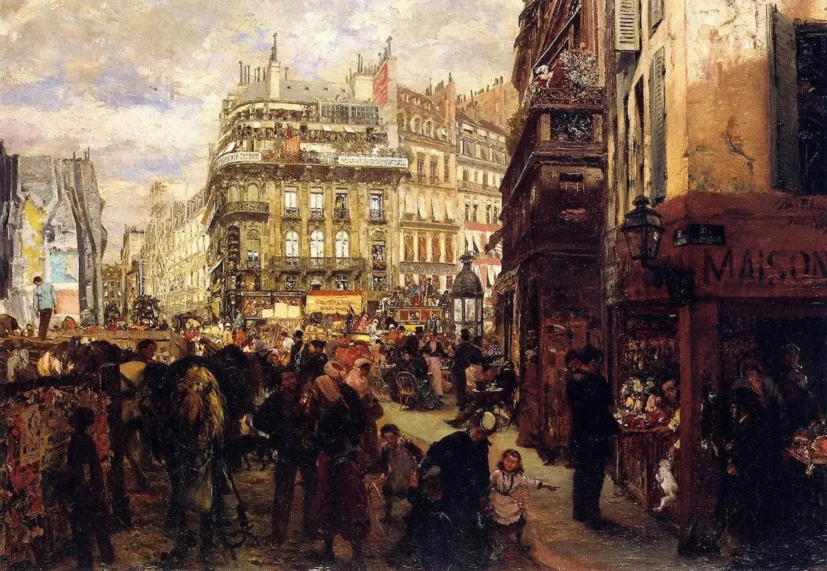 Jour de semaine à Paris - Adolph von Menzel image 1 copie peinte à la main à l’huile