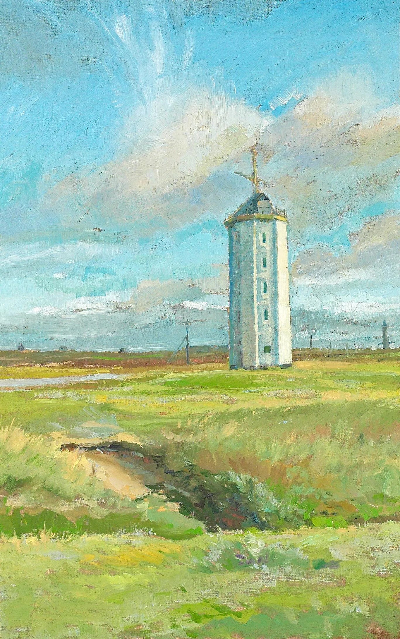 Journée de printemps au phare blanc de Skagen. - Michael Peter Ancher image 1 reproduction d’œuvre d’art à l’huile