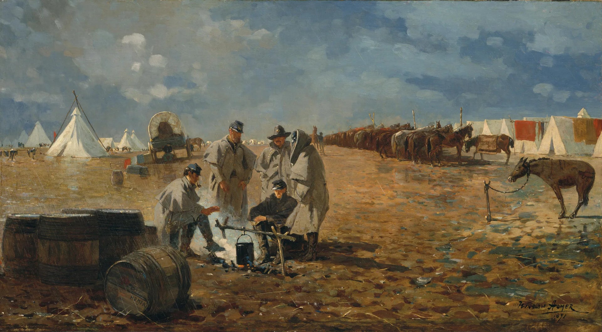 Journée pluvieuse au camp - Winslow Homer image 1 tableau peint à l’huile sur toile