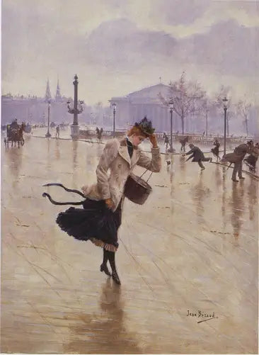 Journée venteuse, Place de la Concorde - Jean Béraud image 1 reproduction de peinture à l’huile