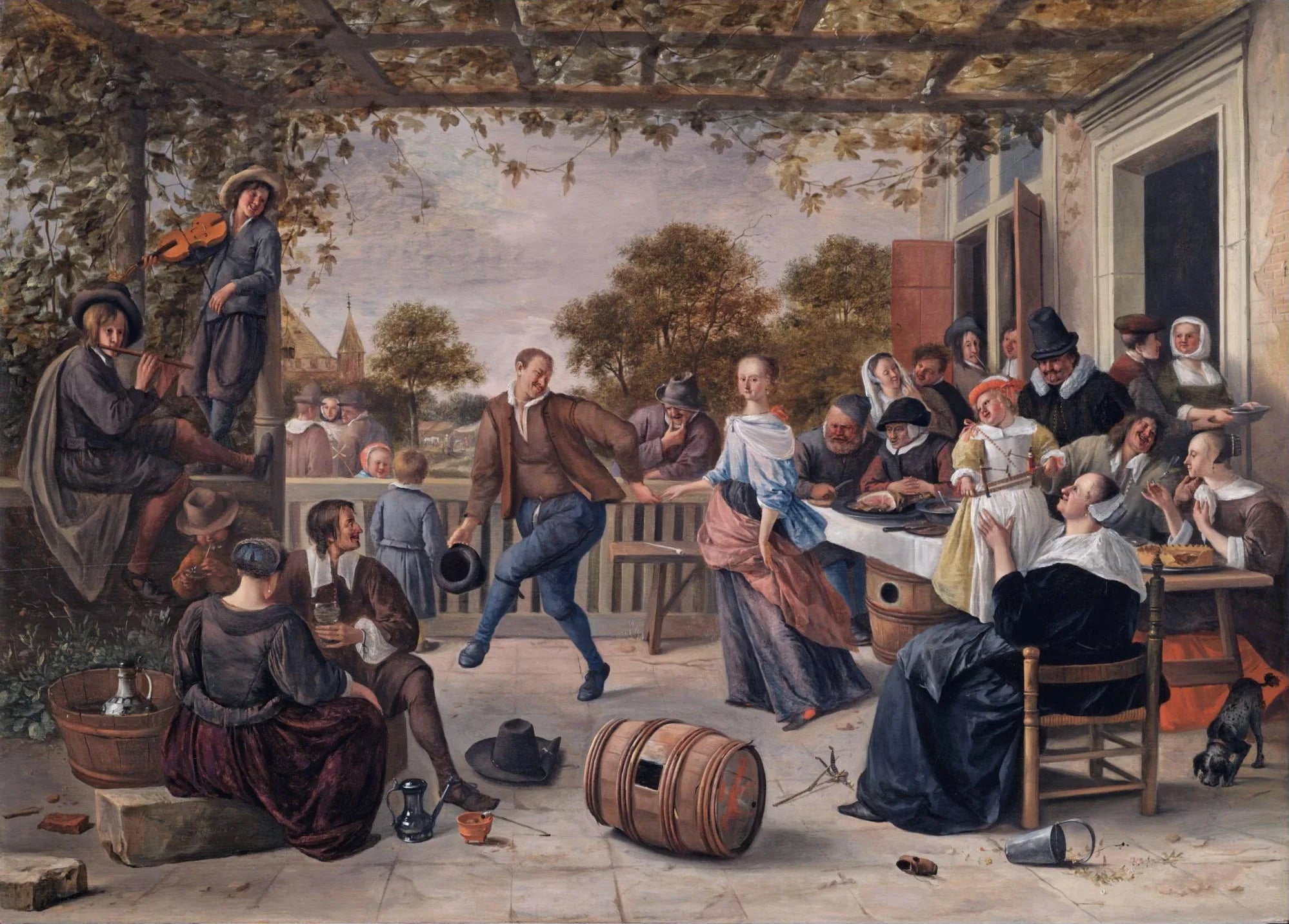 Joyeux compagnon avec un couple dansant - Jan Steen image 1 copie de tableau peinte à la main