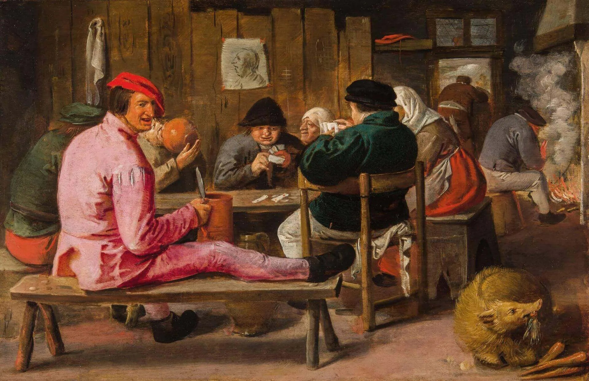Joyeux paysans dans une auberge - Adriaen Brouwer image 1 tableau peint à l’huile sur toile