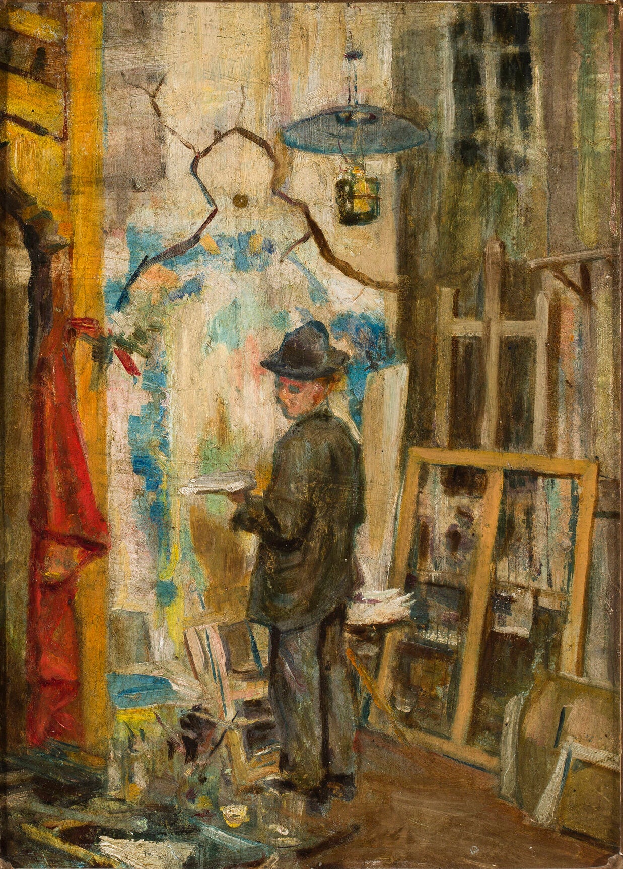 Józef Mehoffer en studio - Stanisław Wyspiański image 1 tableau peint à l’huile sur toile