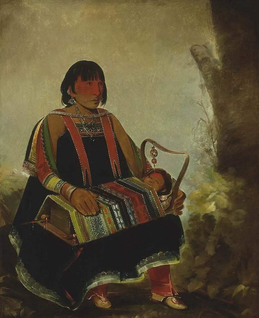 Jú-ah-kís-gaw, Femme avec son enfant dans un berceau - George Catlin