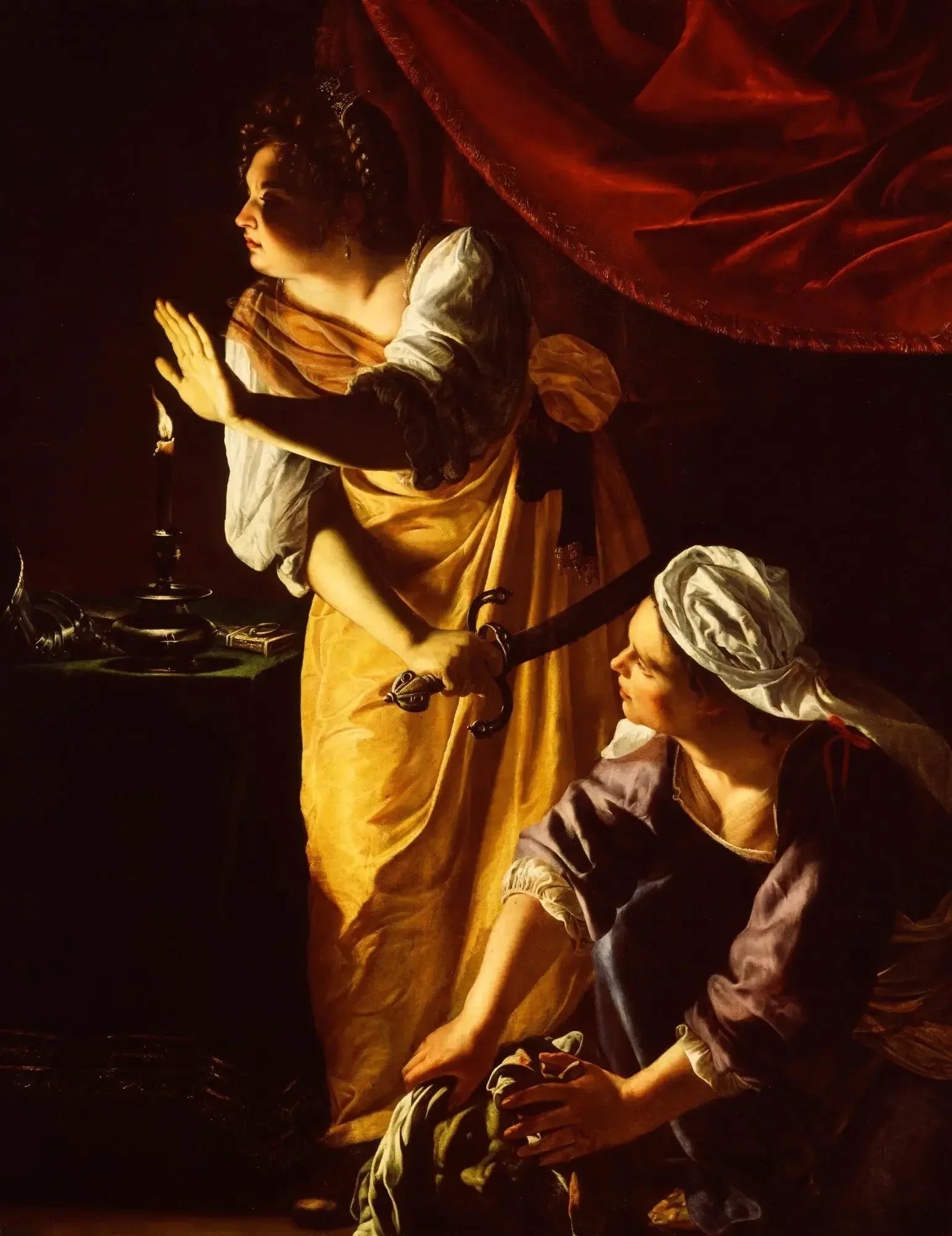 Judith et sa Servante avec la tête d'Holopherne - Artemisia Gentileschi image 1 copie de tableau peinte à la main