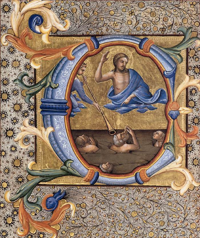 Jugement dernier - lettrine C - Lorenzo Monaco image 1 reproduction artisanale de tableau