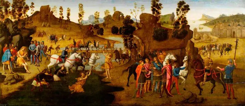 Jules César et le franchissement du Rubicon (scène de l'histoire d'Alexandre le Grand) - Domenico Ghirlandaio image 1 copie peinte à la main à l’huile