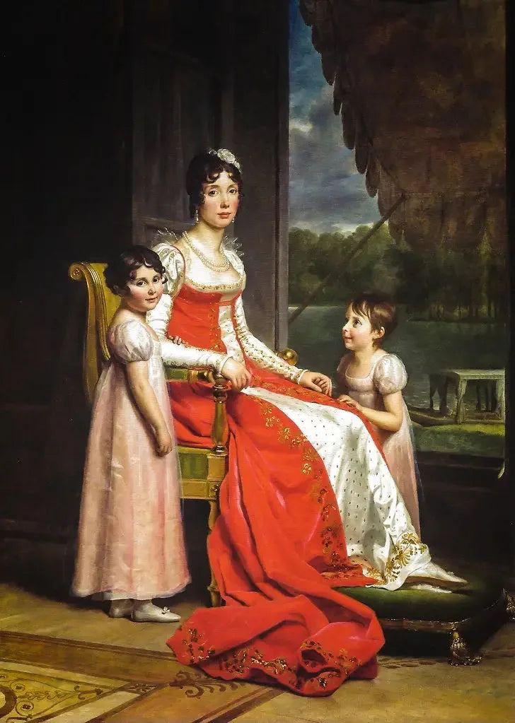 Julie Bonaparte en reine d'Espagne avec ses filles, Zénaïde et Charlotte - François Gérard image 1 copie de tableau peinte à la main