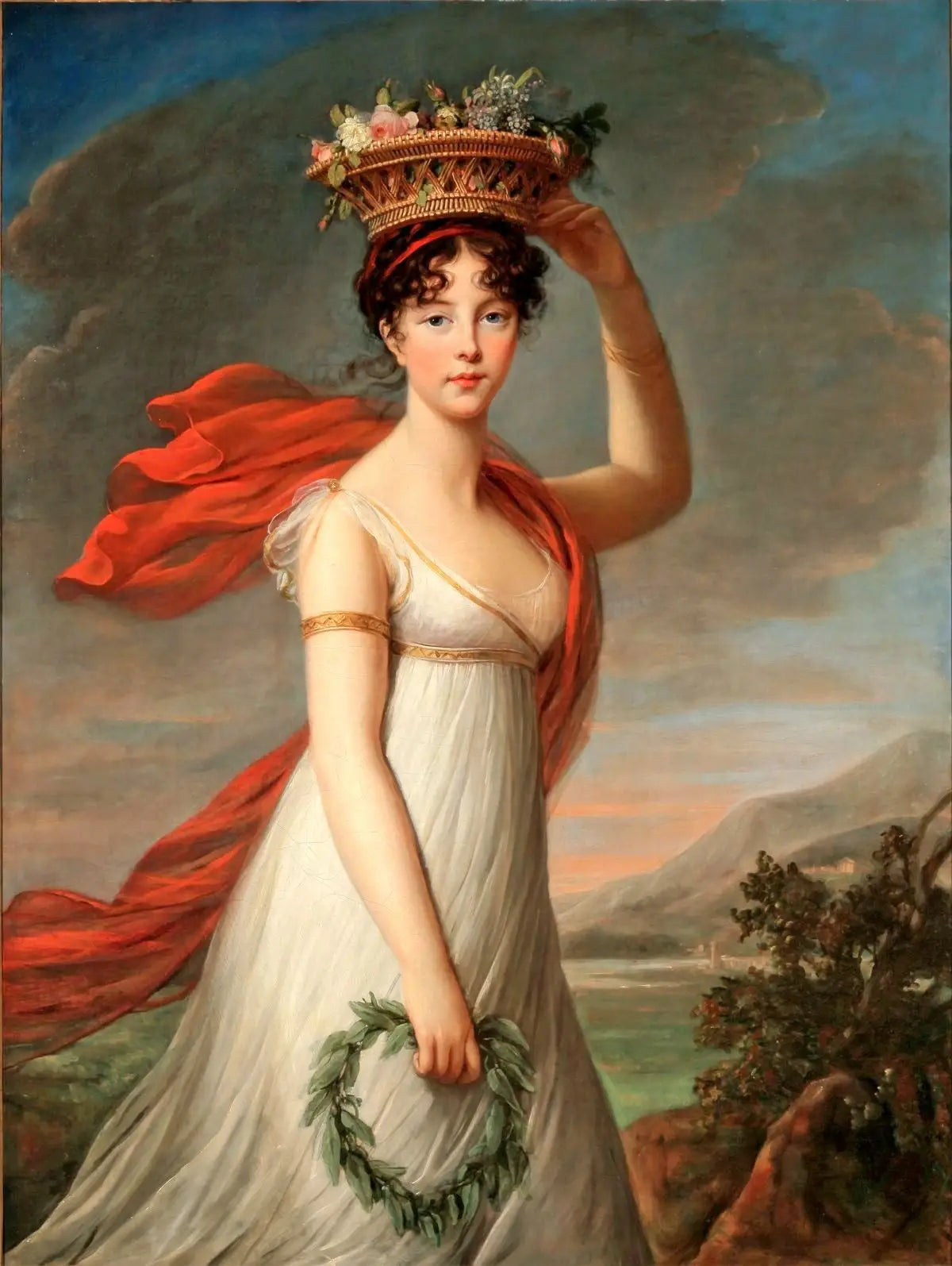 Julie dans le rôle de Flora, déesse romaine des fleurs - Élisabeth Vigée Le Brun image 1 reproduction de peinture à l’huile