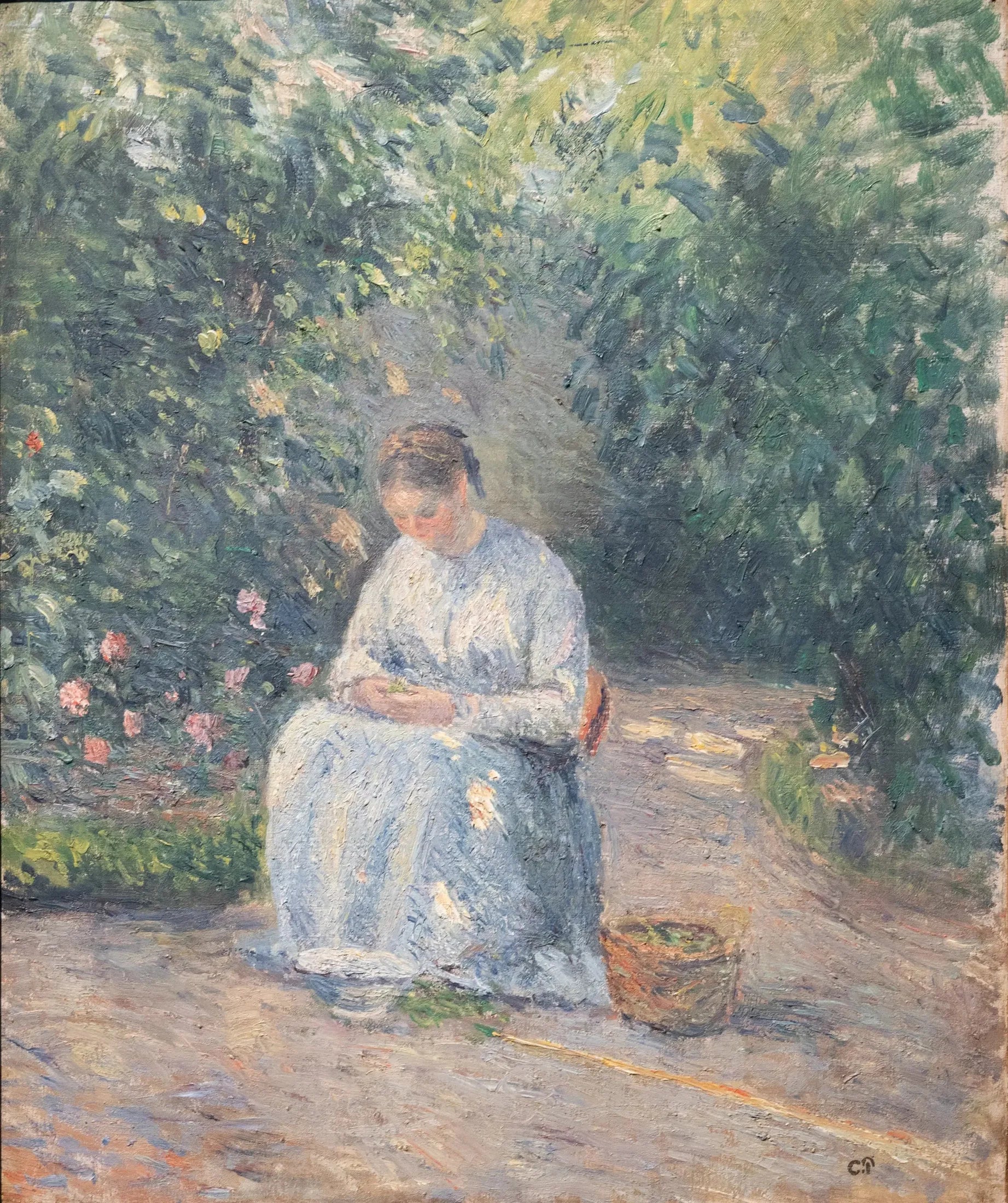 Julie Pissarro écossant des pois - Camille Pissarro image 1 reproduction d’œuvre d’art à l’huile