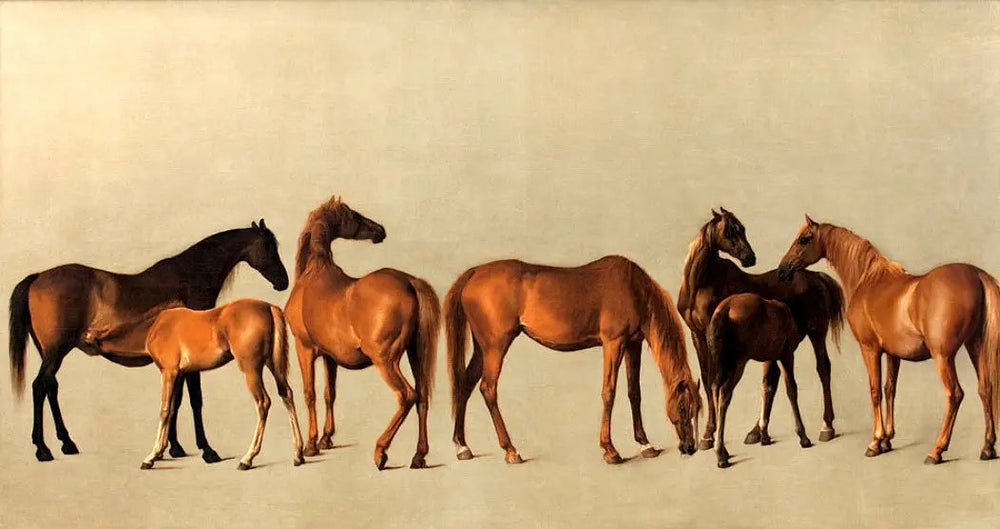 Juments et poulains sans antécédents - George Stubbs image 1 copie de tableau peinte à la main