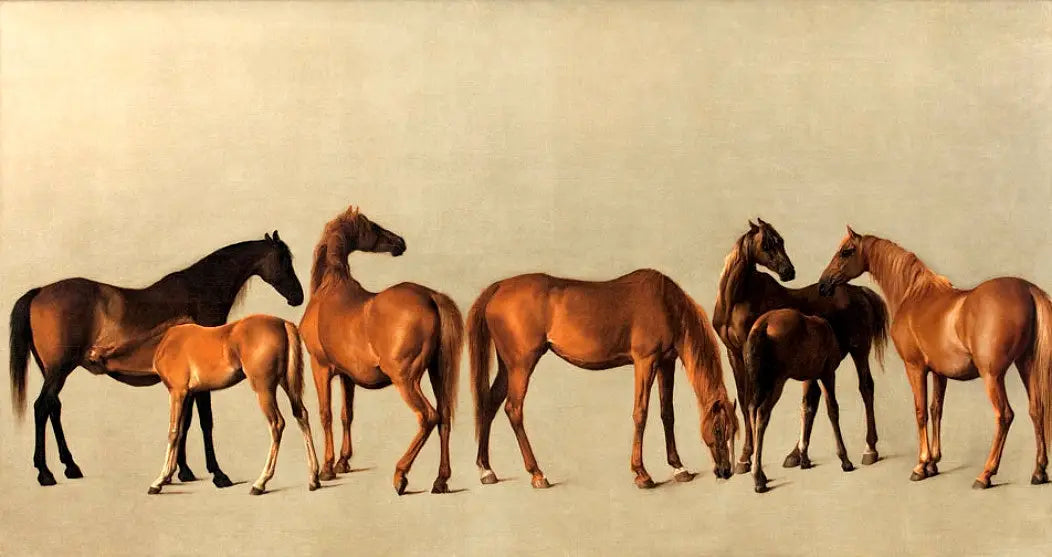 Juments et poulains sans antécédents - George Stubbs image 1 copie de tableau peinte à la main