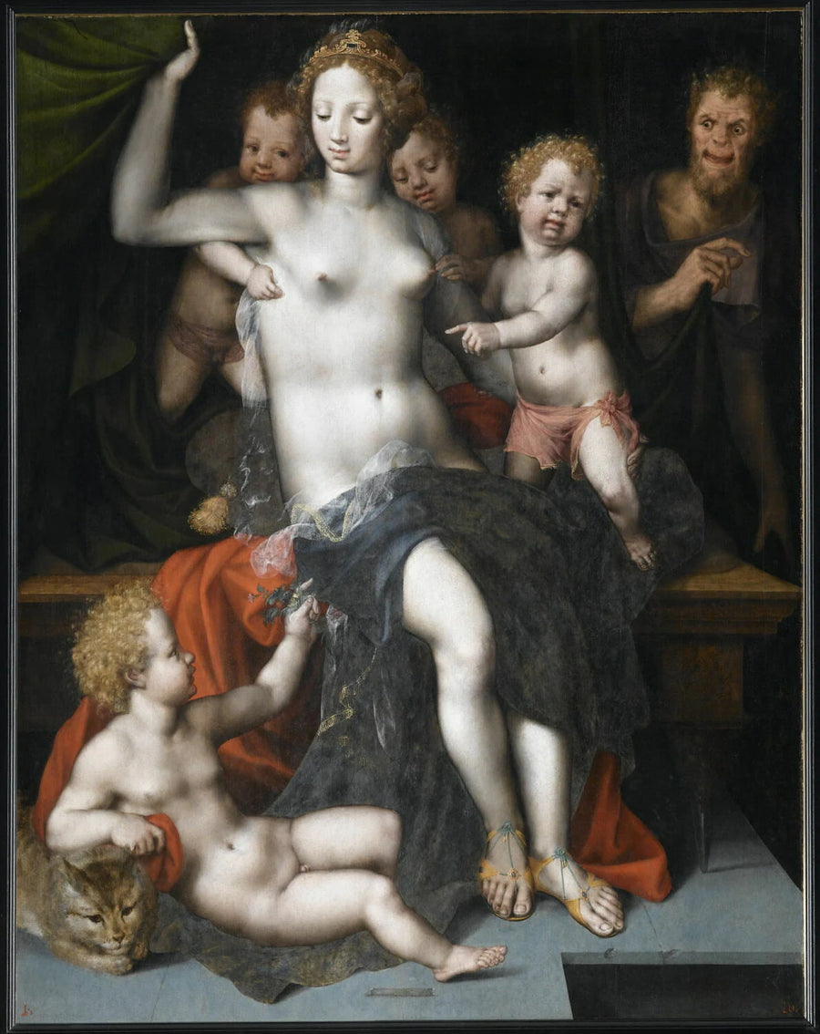 Jupiter en satyre avec Antiope et leurs jumeaux Amphion et Zéthès - Vincent Sellaer