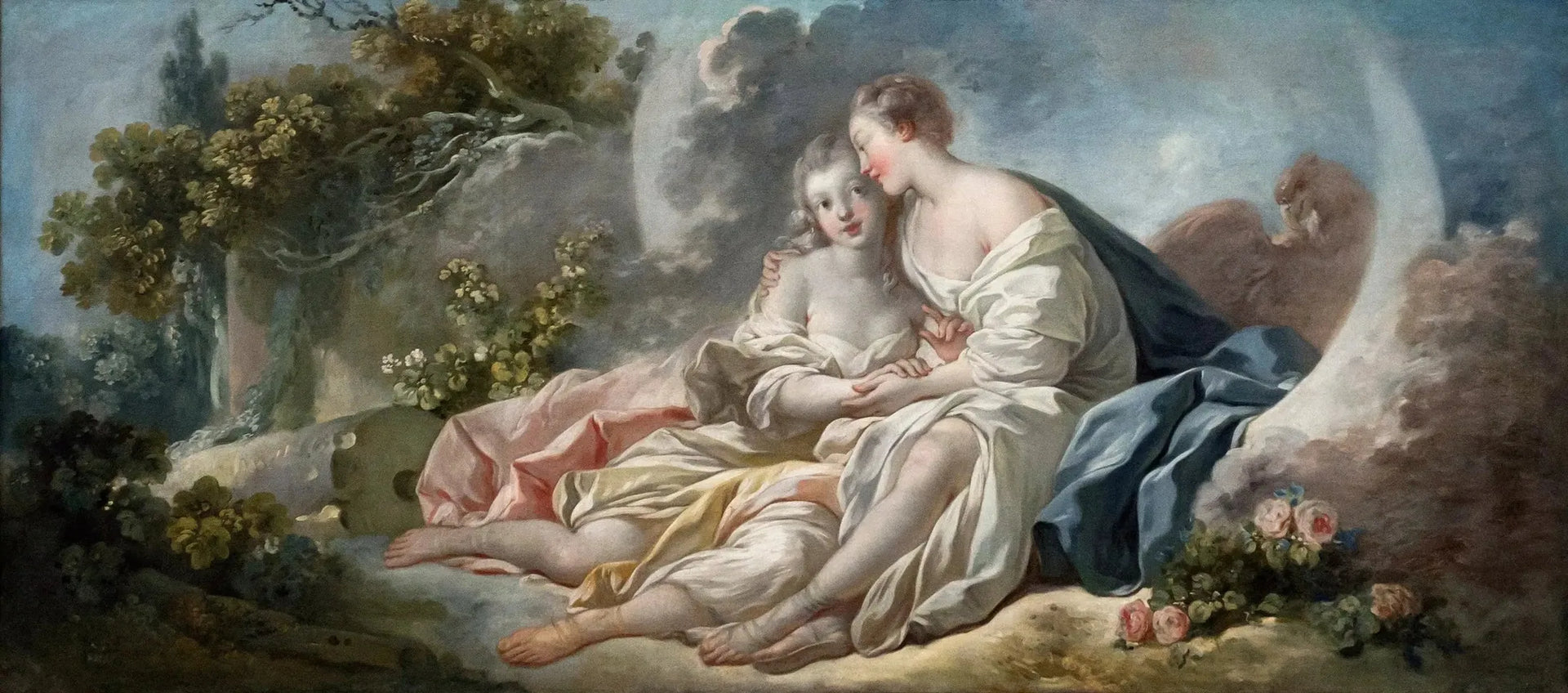 Jupiter sous les traits de Diane, séduisant Callisto - Jean-Honoré Fragonard image 1 copie peinte à la main à l’huile