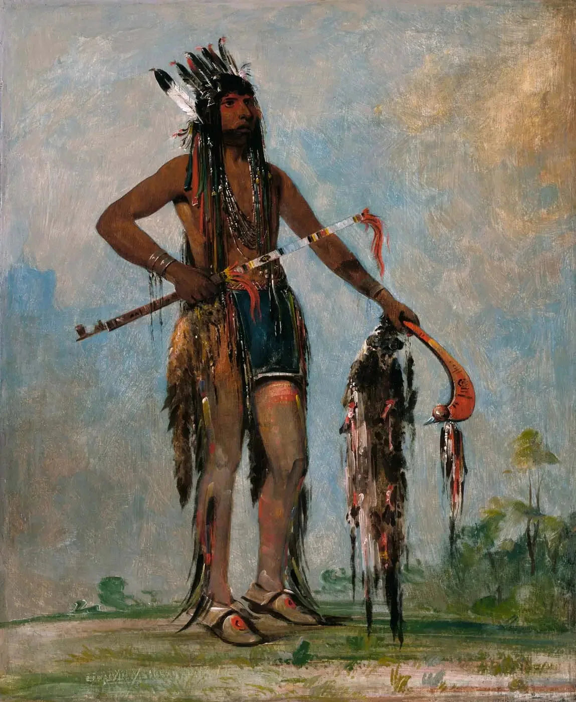 Ka-bés-hunk, Celui qui voyage partout, un guerrier - George Catlin image 1 reproduction artisanale de tableau