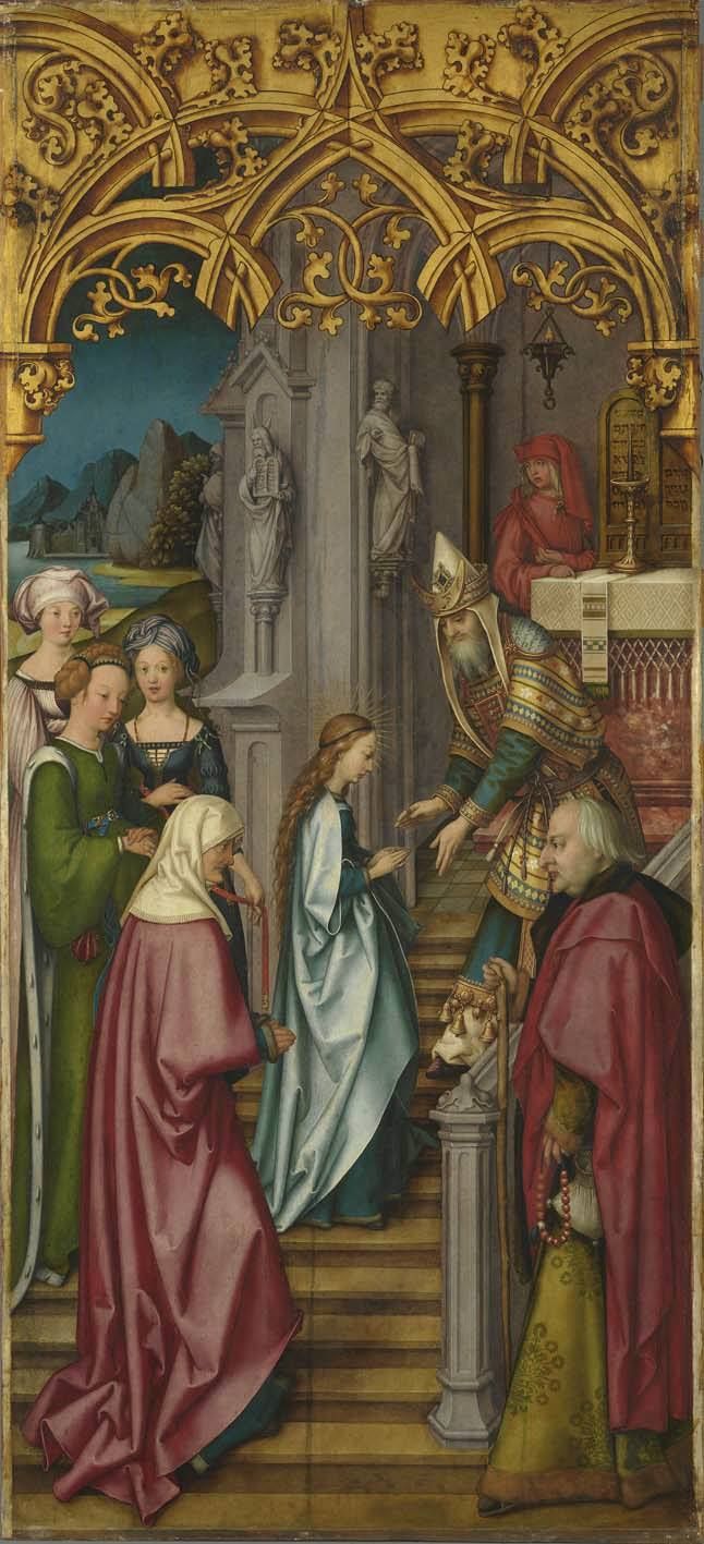 Kaisheimer Altar: Tempelgang Mariens - Hans Holbein the Elder image 1 reproduction de peinture à l’huile