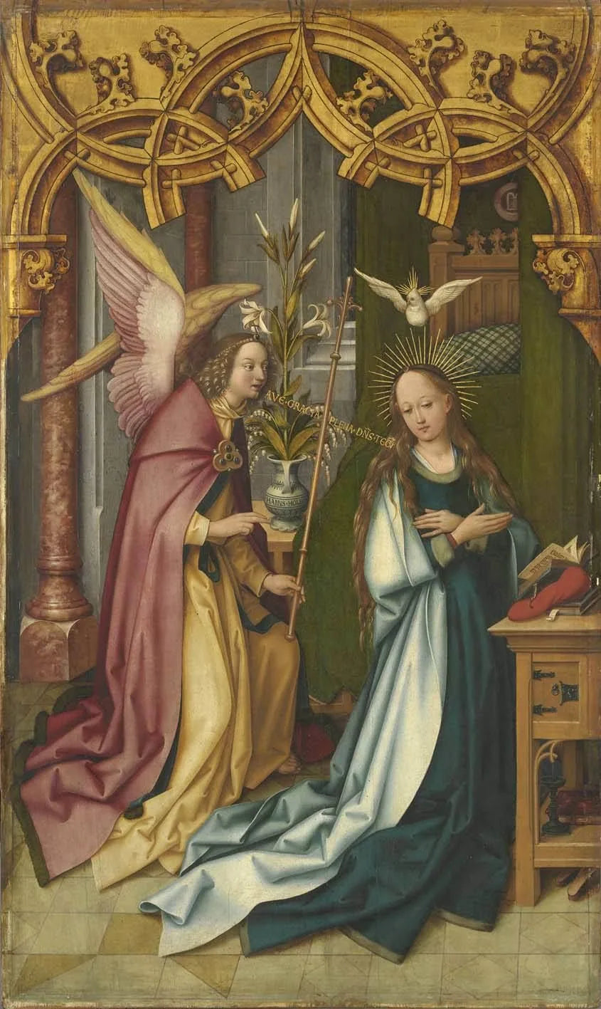 Kaisheimer Altar: Verkündigung Mariens - Hans Holbein the Elder image 1 copie peinte à la main à l’huile