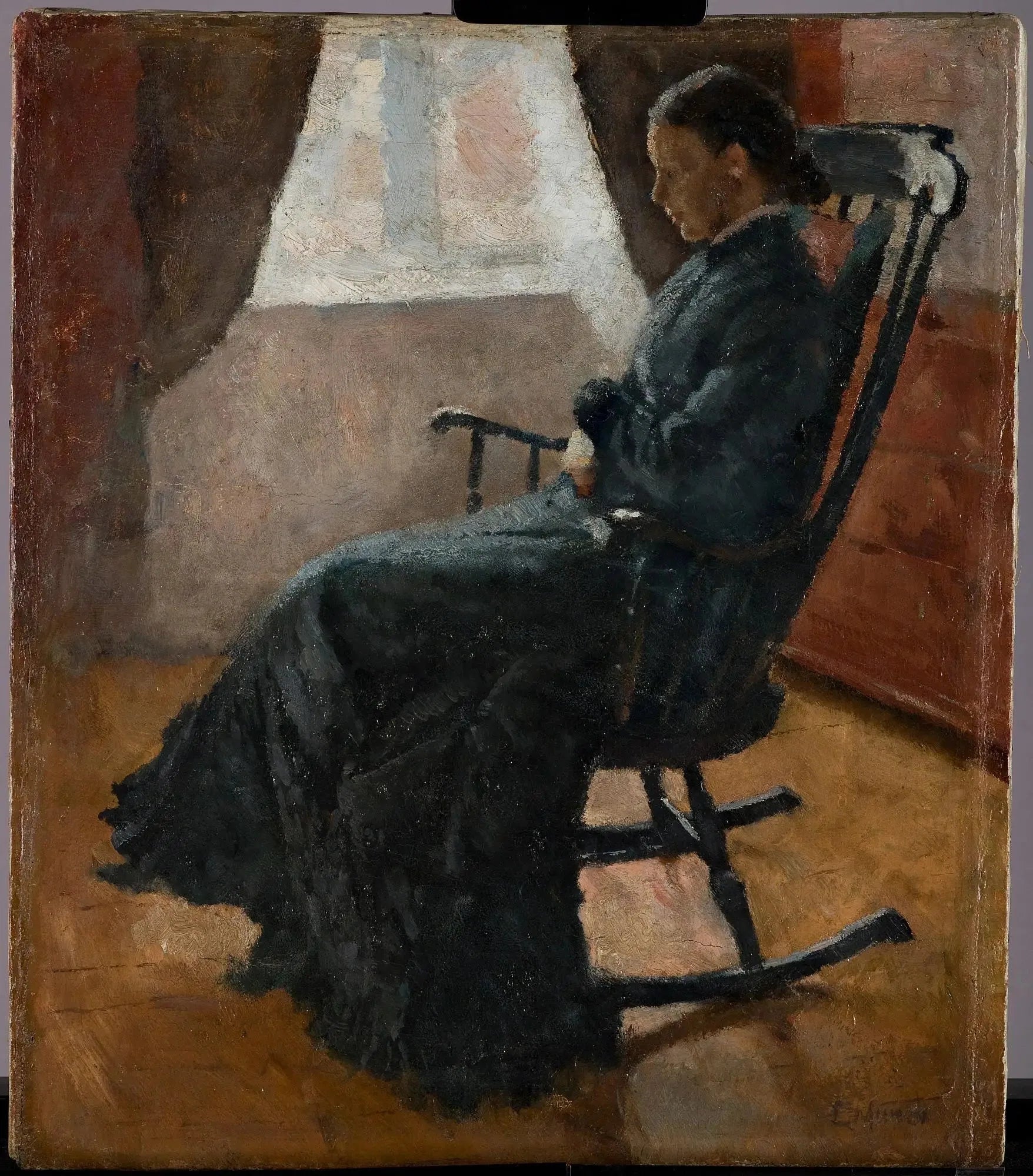 Karen Bjølstad dans un fauteuil à bascule - Edvard Munch image 1 copie peinte à la main à l’huile