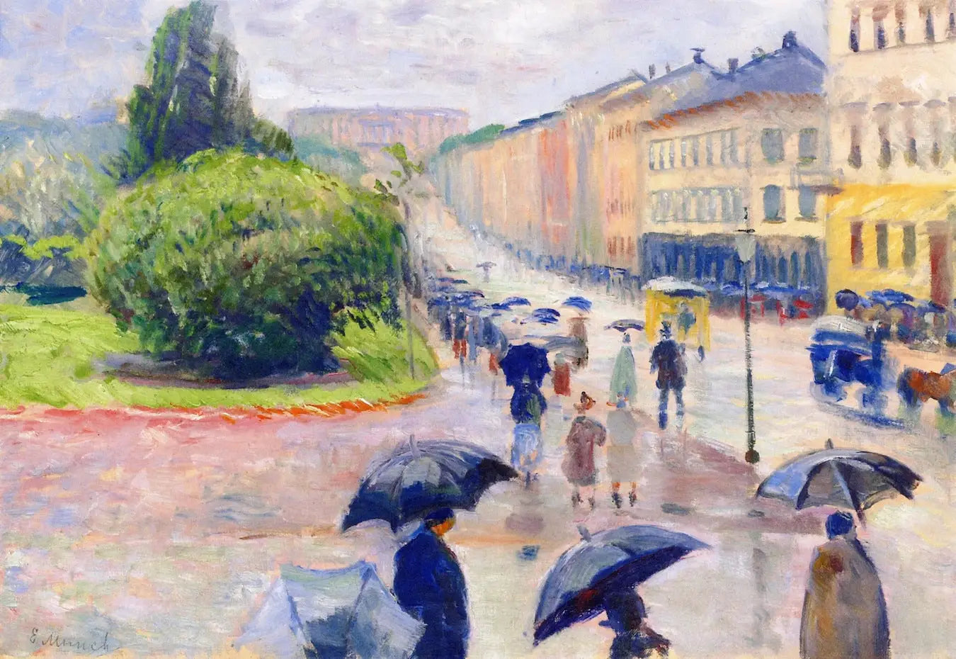 Karl Johan sous la pluie - Edvard Munch image 1 tableau peint à l’huile sur toile
