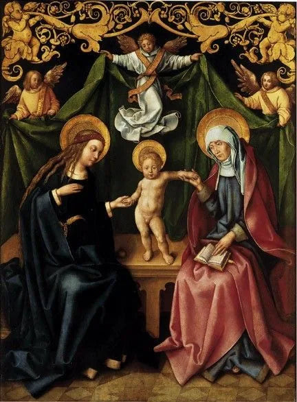 Katharinenaltar: Hl. Anna Selbdritt - Hans Holbein the Elder image 1 copie peinte à la main à l’huile