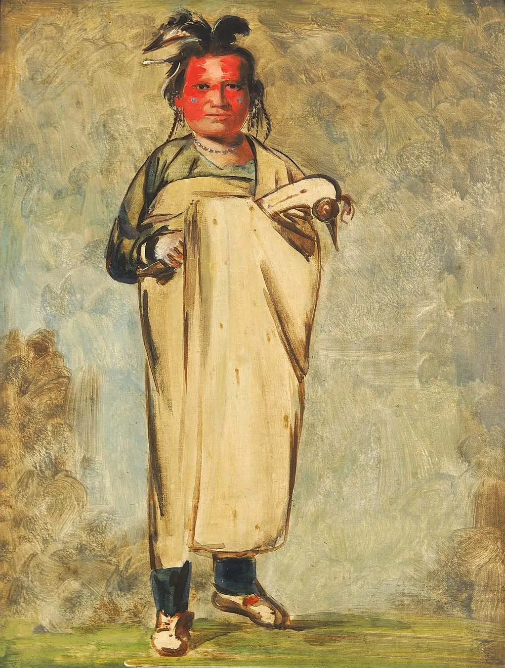 Káw-kaw-ne-chóo-a, un Brave - George Catlin image 1 reproduction d’œuvre d’art à l’huile