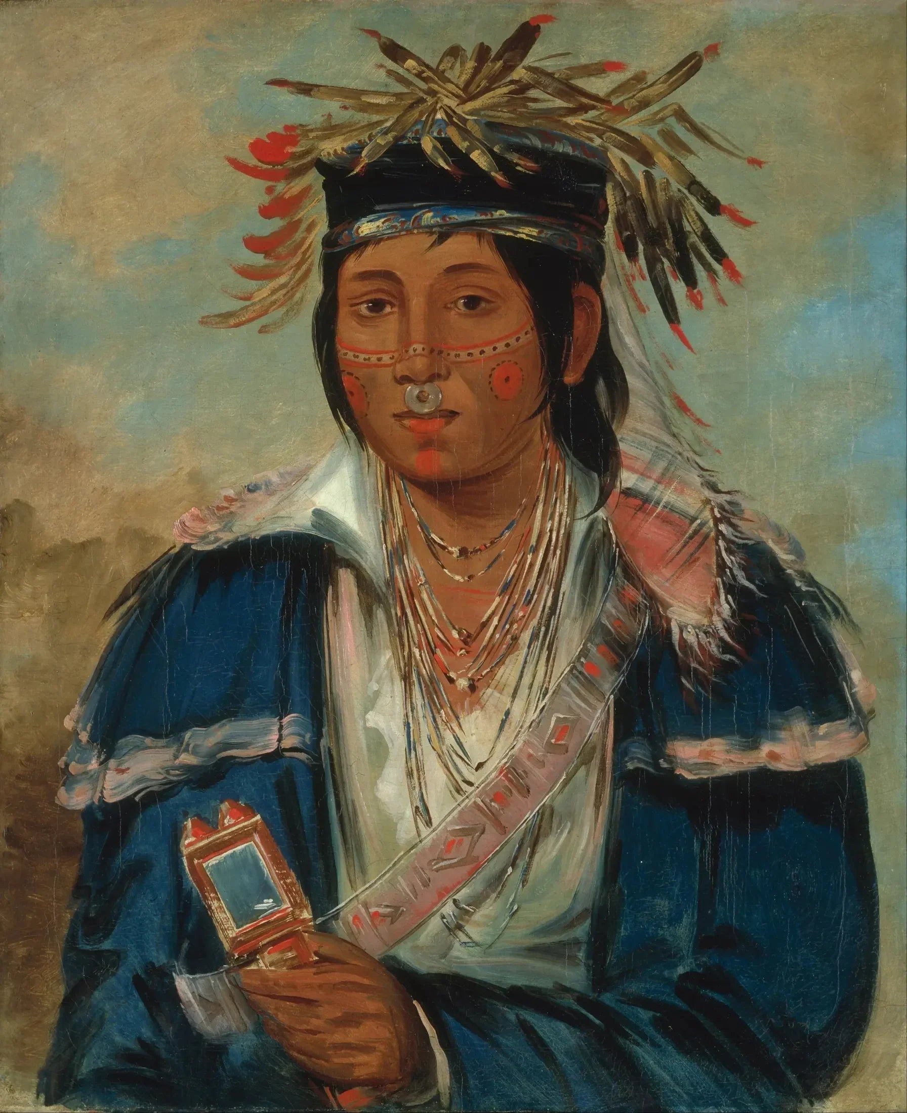 Kee-mo-rá-nia, pas d'anglais, un dandy - George Catlin image 1 reproduction artisanale de tableau