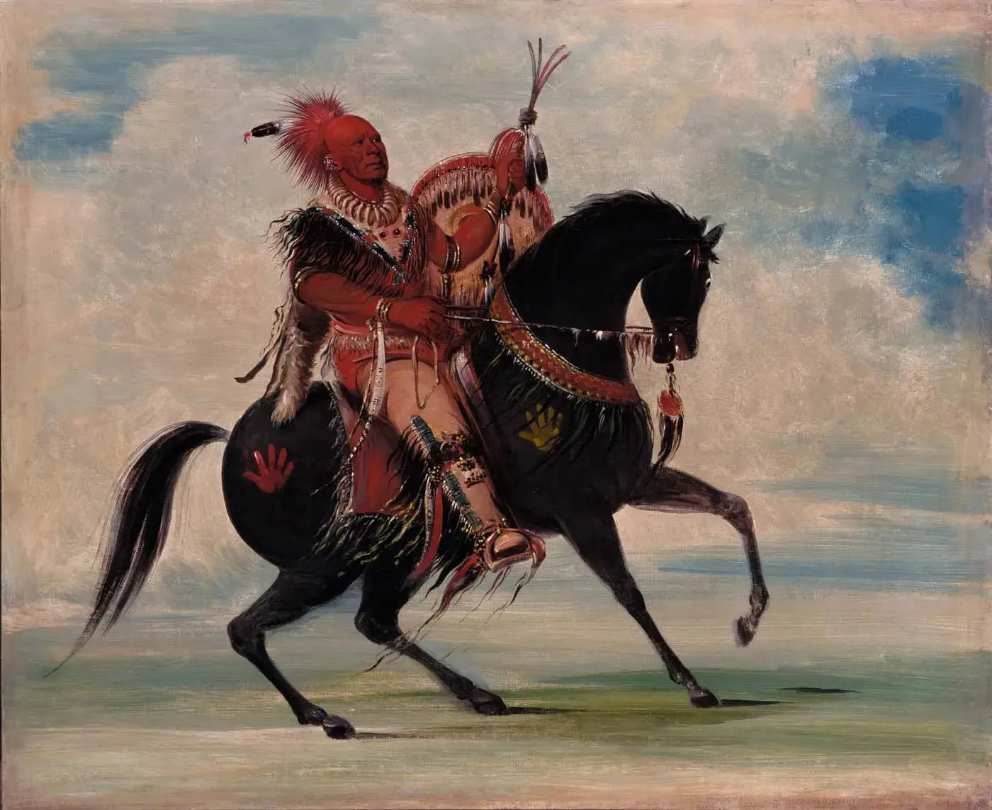 Kee-o-kúk, le renard vigilant, chef de la tribu, à cheval - George Catlin image 1 reproduction réalisée par Alpha Reproduction