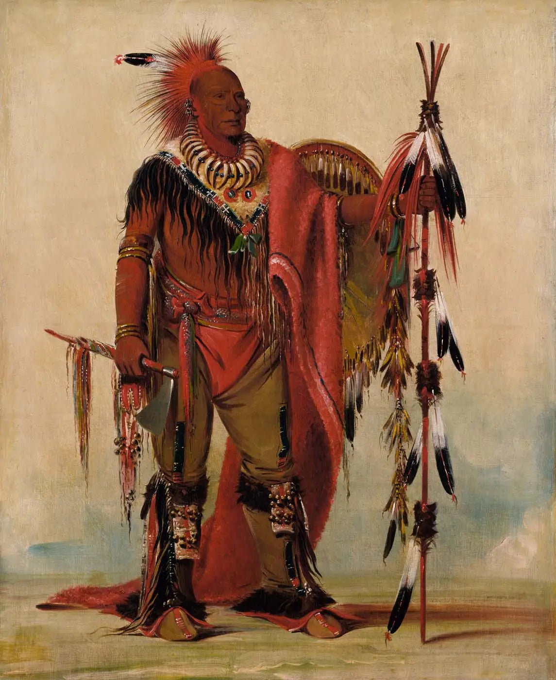 Kee-o-kúk, le renard vigilant, chef de la tribu - George Catlin image 1 reproduction d’œuvre d’art à l’huile