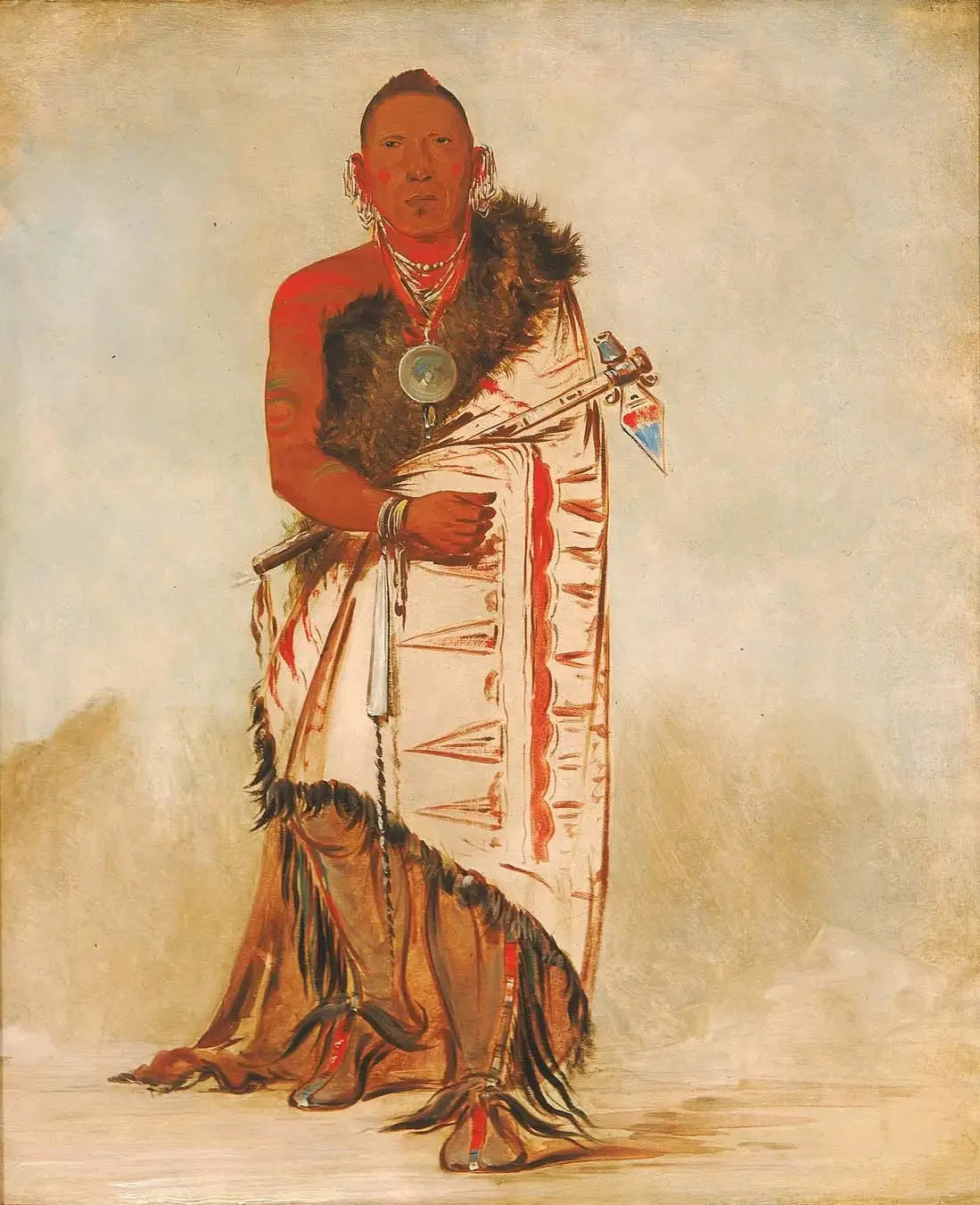 Ki-hó-go-waw-shú-shee, chef courageux, chef de la tribu - George Catlin image 1 tableau peint à l’huile sur toile