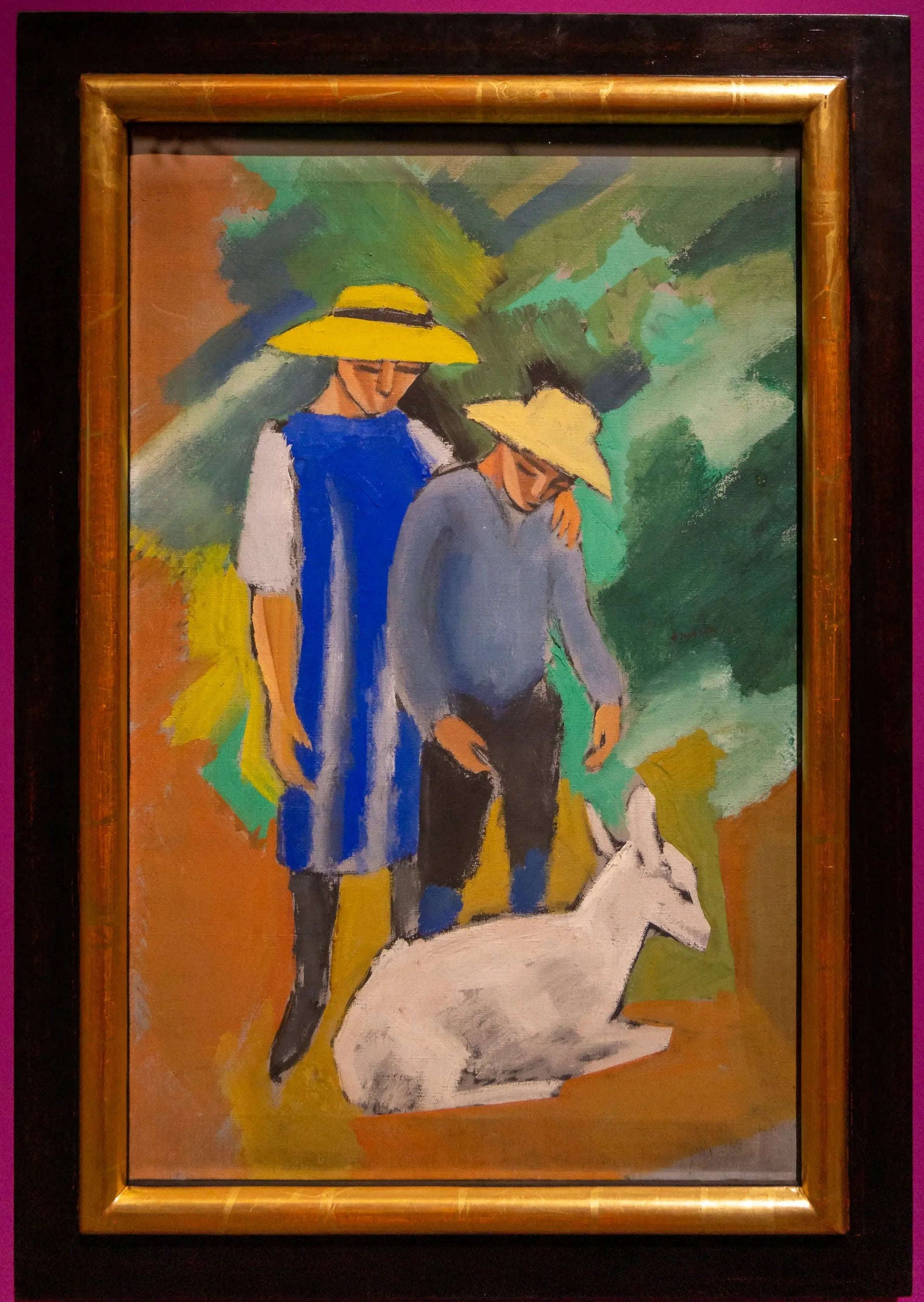 Kinder mit Ziege (1912) - August Macke image 1 copie de tableau peinte à la main