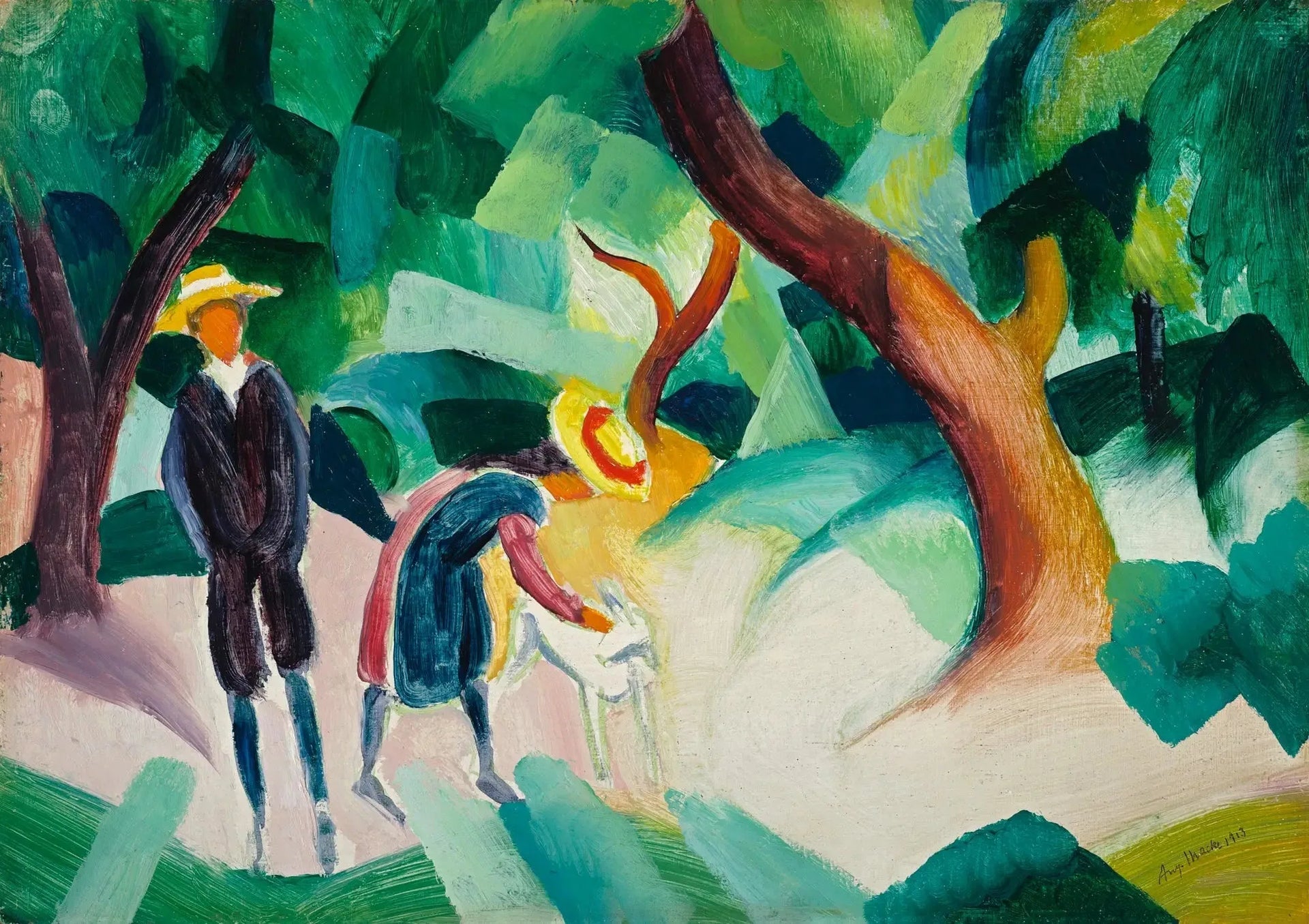 Kinder mit Ziege - August Macke image 1 reproduction artisanale de tableau