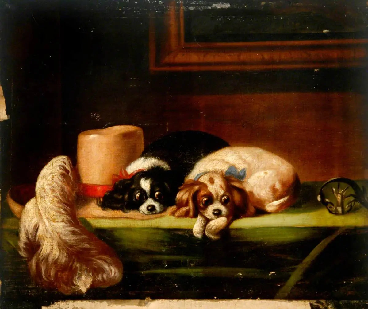 King Charles Spaniels (« Les animaux de compagnie du cavalier ») - Edwin Henry Landseer image 1 tableau peint à l’huile sur toile