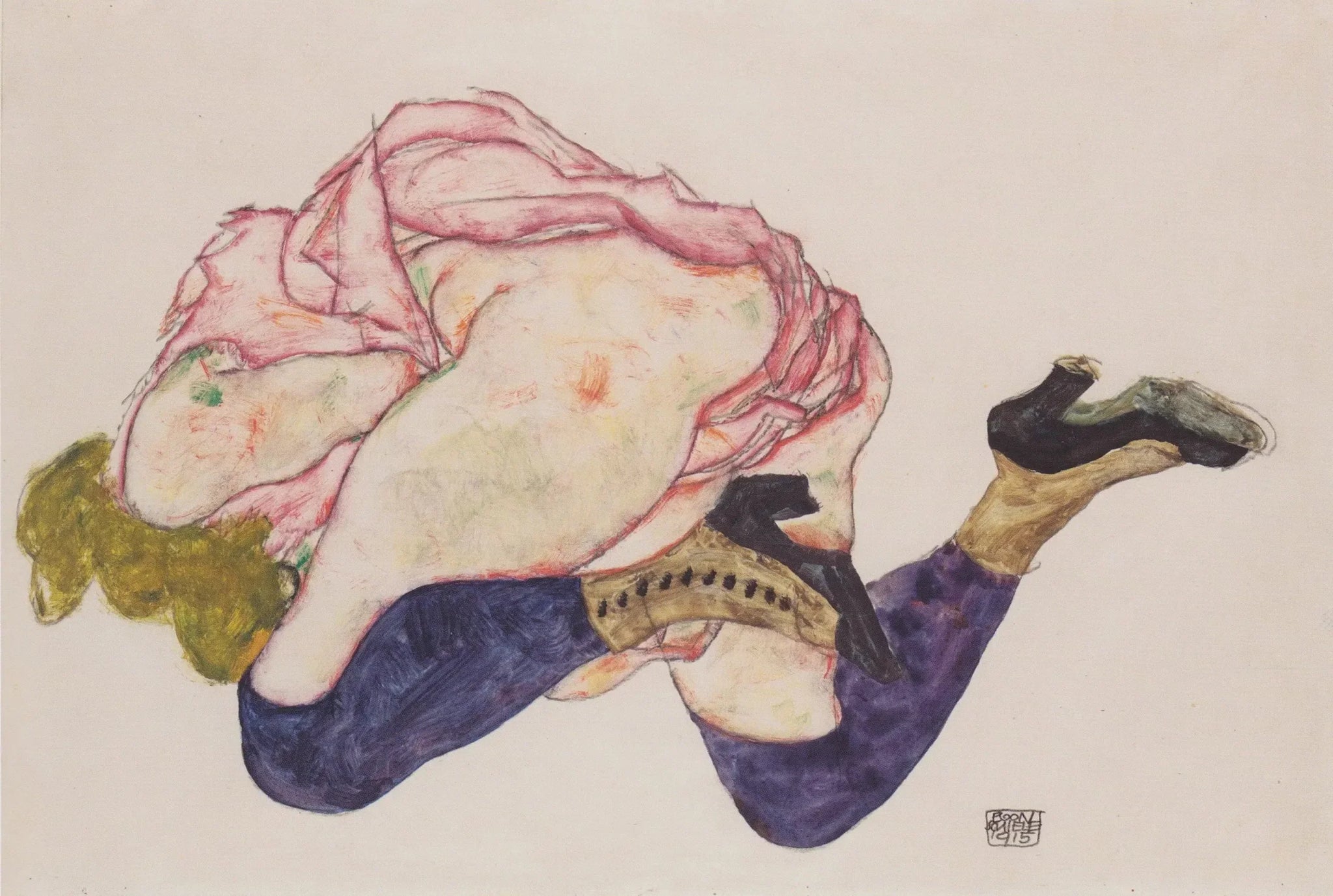 Kneeling Woman with Bent Head - Egon Schiele image 1 reproduction de peinture à l’huile