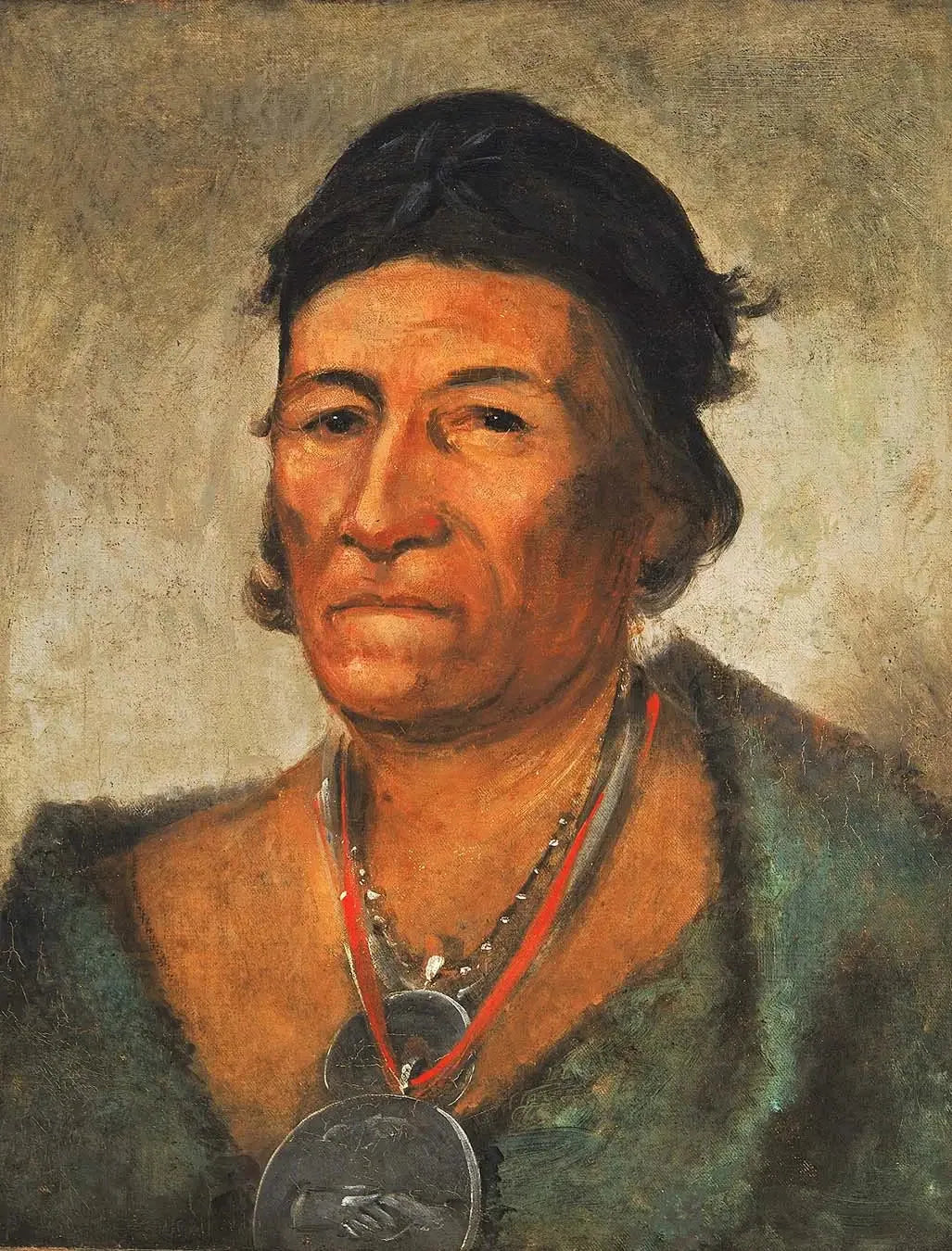 Ko-mán-i-kin, Grande Vague, un chef ancien et distingué - George Catlin image 1 copie peinte à la main à l’huile