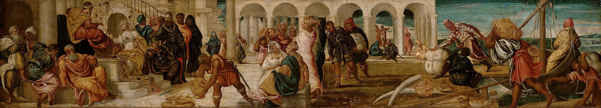 Königin von Saba vor Salomon - Jacopo Tintoretto image 1 copie peinte à la main à l’huile