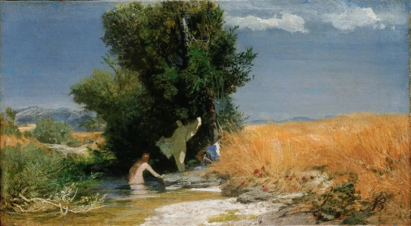Kornfeld mit badenden Mädchen - Arnold Böcklin image 1 reproduction de peinture à l’huile
