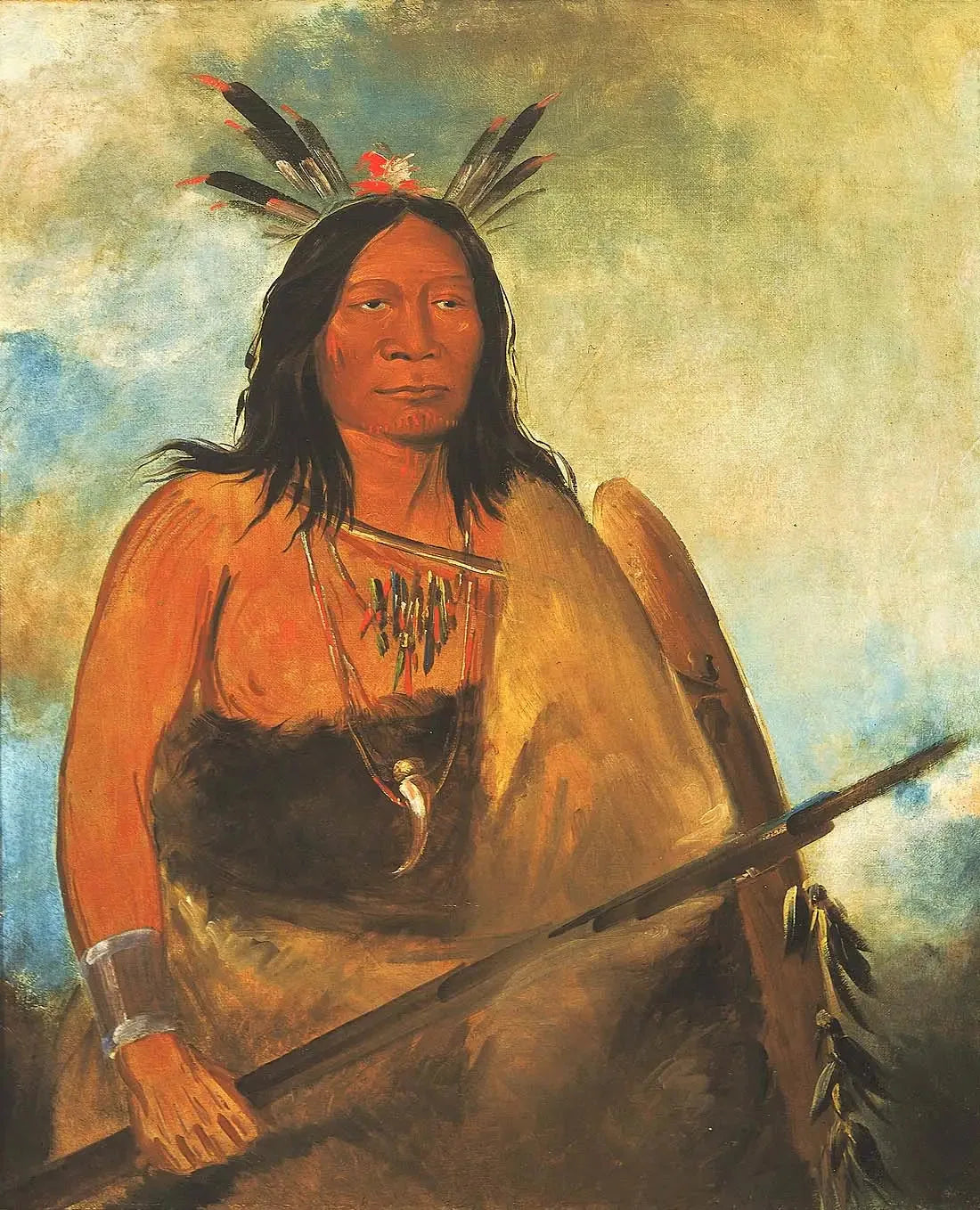 Kots-o-kó-ro-kó, Poil du cou du taureau, un chef - George Catlin image 1 copie de tableau peinte à la main