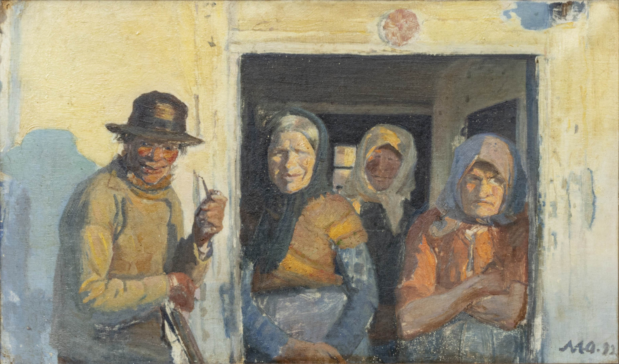 Kristoffer et les femmes à la porte. - Michael Peter Ancher image 1 reproduction réalisée par Alpha Reproduction