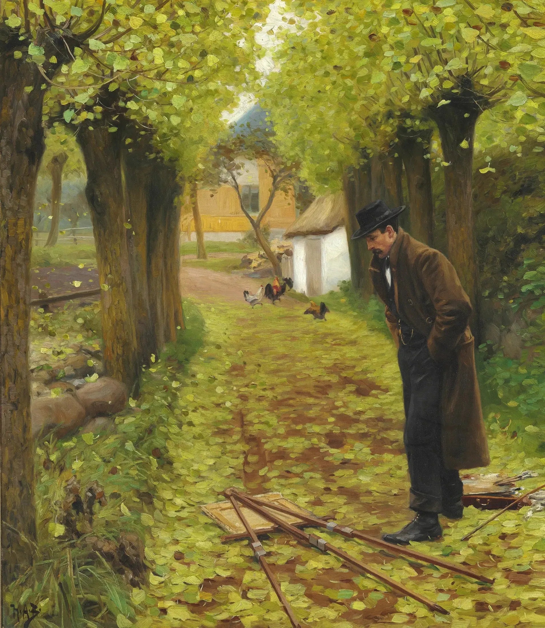 L. A. Ring près de son chevalet tombé - H. A. Brendekilde image 1 reproduction d’œuvre d’art à l’huile