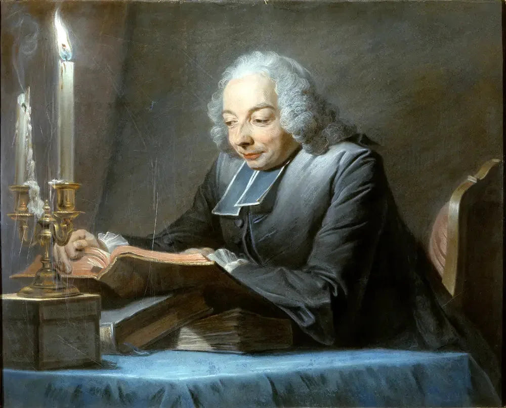 L'Abbé Jean-Jacques Huber lisant (1699 –1747) - Maurice-Quentin de La Tour image 1 reproduction artisanale de tableau