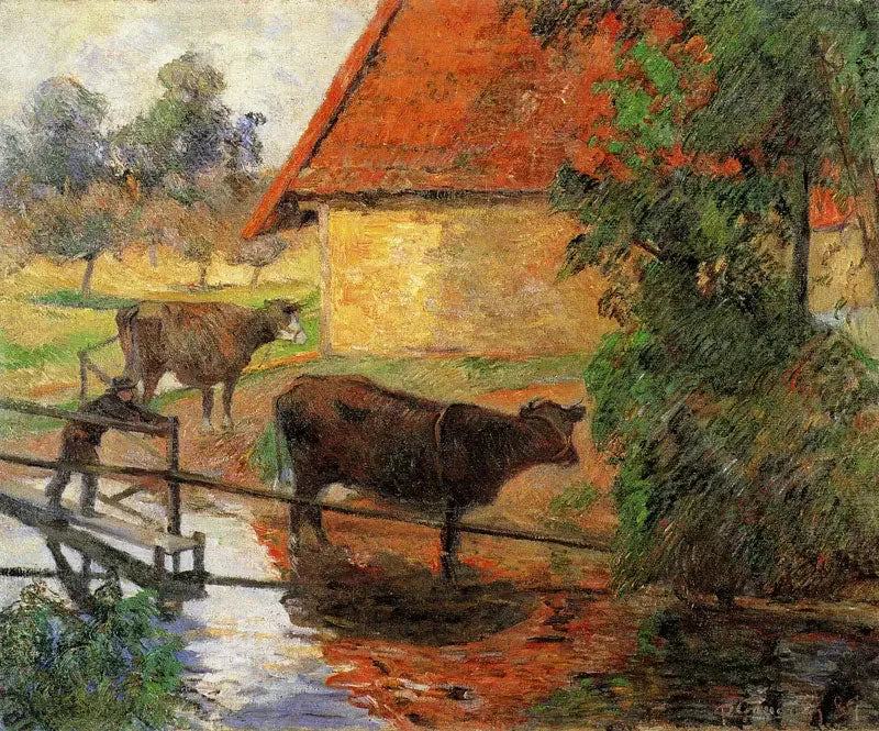 L'Abreuvoir I - Paul Gauguin image 1 reproduction de peinture à l’huile